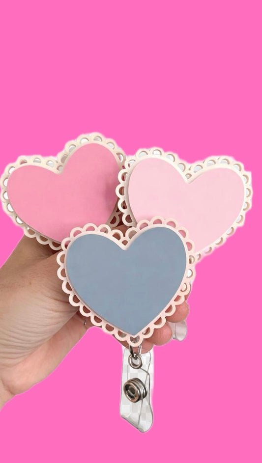 Acrylic heart badge reel